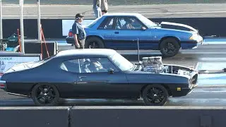 New or Old School? Muscle cars drag racing