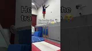 I can’t believe he broke the trampoline 😭 #gymnastics #gymnast #sports #olympics #sport #trampoline