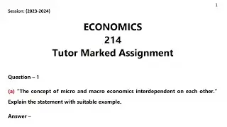 Nios Class 10th Economics (214) Solved TMA Solution Session (October 2024)