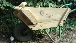 Cheap Easy Wheelbarrow Repair with Pallet Wood. Cómo arreglar una carretilla. Réparer une brouette