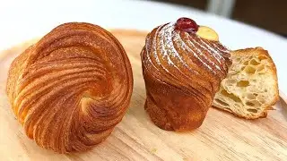 The cruffin you have been searching for. 54% hydration, Vanilla custard filling and Jam