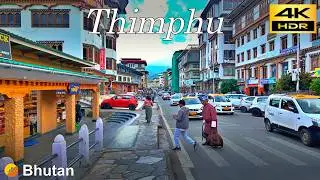 Thimphu Walking Tour | Early evening walk in the center of the capital Thimphu | Bhutan🇧🇹 | 4K HDR