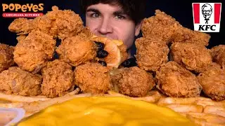 ASMR MUKBANG EXTRA CRISPY KFC VS POPEYES CHICKEN | WITH CHEESE