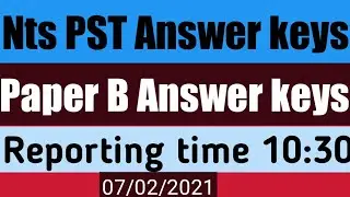 Nts pst paper B answer keys | Nts upload answer keys for Paper B