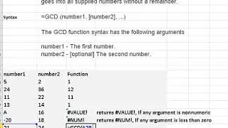 GCD Function in excel