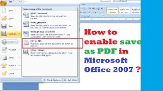 How to enable save as PDF in Microsoft Office 2007 ?