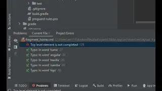 Top level element is not completed : android studio error