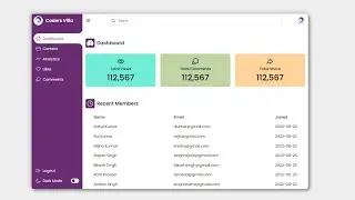 Responsive Admin Dashboard Panel using HTML, CSS & JavaScript | Coders Villa