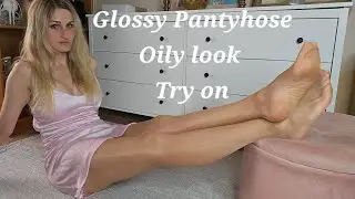 Ultra Shiny Nylon Pantyhose Try on | Glossy Look