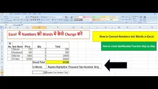 Change numbers to words in Excel using this formula||Spell Number function in Excel[HINDI]