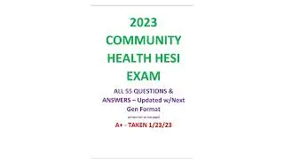 2023 COMMUNITY HEALTH RN V1 VERSION 1 EXIT HESI GUARANTEED A TB GUIDE ALL 55 Q EN A