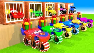 Hero Cars McQueen, LAMBORGHINI, LAND ROVER, CHEVROLET, POLICE CARS Transfiguration Fountain Crossing