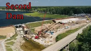 Secord Dam EMERGENCY SPILLWAY Progress! - Drone - Dam Collapse