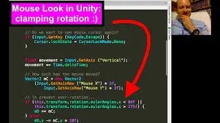 Mouse Look in Unity: clamping player rotation