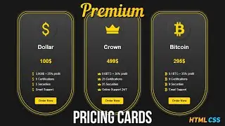 Premium Responsive Pricing Cards HTML CSS | CSS Responsive Cards