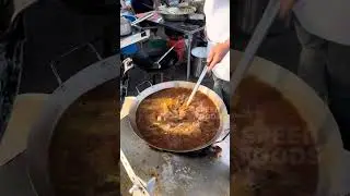 Amazing street food master chef making meatball sticky soup - thai street food