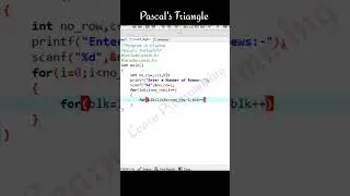 Print Pascal's Triangle Program in C Language #shorts