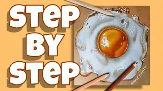 How to Draw a REALISTIC Fried Egg w/ Colour Pencil (Step By Step Art Tutorial)