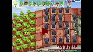 Plants vs. Zombies Lawn of Hell 2.2 - Water-melon Vs All 99999 Zombies coming out Survival ROOF.