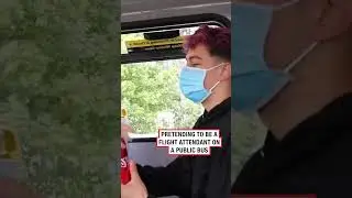 Woman pretends to be a flight attendant on a public bus 🚍 (🎥: tt/lehectorlopez)