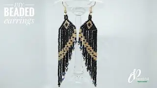 Brick stitch earrings | Easy to make fringe earrings | How to make earrings | DIY beaded earrings