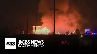 Massive fire at wood pallet facility near Tracy