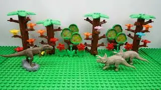 FORESTA DEI DINOSAURI / TIRANNOSAURO T-REX BRACHIOSAURO TRICERATOPO REX / LEGO DUPLO / LEGOLA