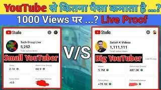 Small v/s Big YouTuber कितना पैसा Earn करता है |1000 views par kitna paisa milte hai | youtube earn