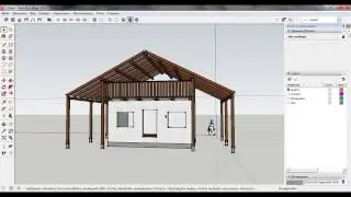 Баня из бруса с жилой комнатой отдыха.  Проекты в SketchUp.