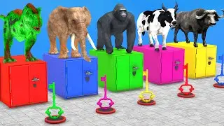 Cow Elephant Gorilla Dinosaur Buffalo Guess The Right Key ESCAPE ROOM CHALLENGE Wild Animals Funny