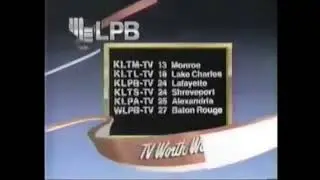 LPB (Louisiana Public Broadcasting) (PBS) Station ID 1987 "TV Worth Watching on LPB"