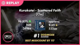 osu!taiko | applerss | Kurokotei - Scattered Faith [Oni] 96.80% 5❌ 532pp #1