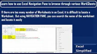 Learn how to use Excel Navigation Pane to Navigate through various Worksheets