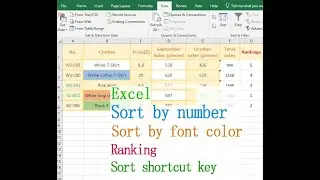 How to sort in Excel (by number, font color and cell color, shortcut key, rank)