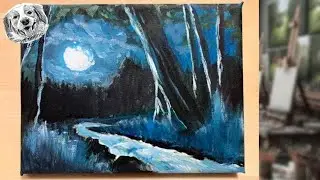 Acrylic Landscape Satisfying Painting Demonstration | Step by Step with just primary colors