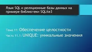 SQL таблицы. Значения столбца UNIQUE. Правило уникальных значений в базах данных SQLite