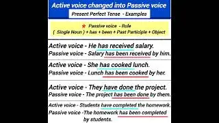 active voice changed into passive voice present perfect tense examples