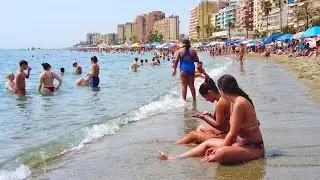 Fuengirola Beach Walk Malaga Spain Hot Summer Costa del Sol August 2023 [4K]