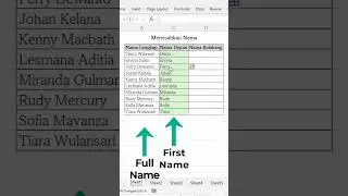 Memisahkan Nama dengan Flash Fill #Shorts