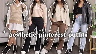 recreating aesthetic pinterest outfits w/ my old clothes 🤎☁️