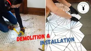 DIY Floor Tile REMOVAL and Tile Floor INSTALLATION  // 15 Beginner Tiling Tips