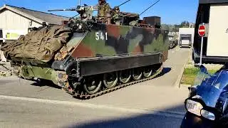 Panzerverschiebung Panzerkolonne auf Hauptstrasse Zuzwil SG M-113 Armored column on the highway