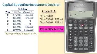 BA II Plus| Cash Flows 2: (Capital Budgeting, NPV)