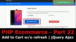 PHP Ecom Part 22: How to make Add to Cart using jQuery in PHP MySQL | jQuery Ajax