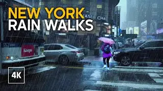 New York RAIN Walks Collection Part One ☔️ Raining in New York City 4K