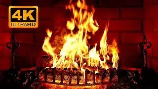 🔥 FIREPLACE (12 HOURS) Ultra HD 4K. Crackling Fireplace with Golden Flames & Burning Logs Sounds