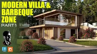 Modern Villa and Barbeque Zone Exterior Design Corona Renderer 3ds Max tutorial 