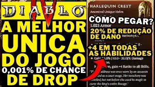 DIABLO 4 - A MELHOR UNICA DO JOGO!!! INTEIRO!!! TEM 000,01% DE CHANCE DE DROP! HARLEQUIN CREST!!!