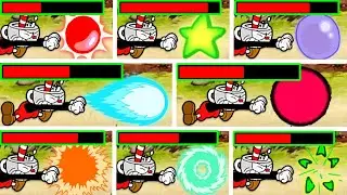 Cuphead - All EX Attacks With Health Bar (Including Secret Weapons)