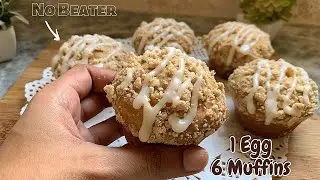 Apple Cinnamon Muffins With Streusel Topping| 1 Egg Muffins 😱| No Beater